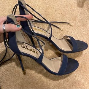 strappy navy heels
